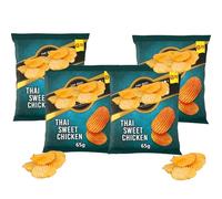 Thai Sweet Chicken Crispy Chips Bags PMP 65g - Pack of 4 - Thai Sweet Chicken Flavour Potato Crisps