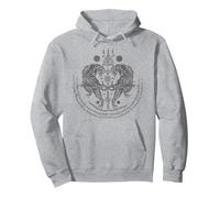Thai Tattoo Twin Tiger Sak Yant Muay Thai Thailand Graphic Pullover Hoodie, Adult Unisex, Heather Grey, Large