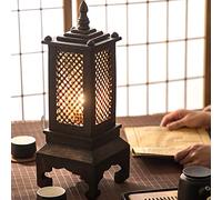 Thai Teak Table Lamp - Handmade Wooden Bamboo Lamp with Southeast Asian Style for Bedroom, Living Room, and Tea Room