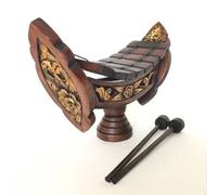 Thai Teak Wood Traditional Wooden Xylophone, 8 bar Notes 11 inch. Thai marimbas, Gold Brown.