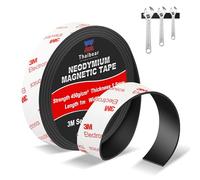 Thaibear Neodymium Magnetic Tape Self Adhesive, Extra Strong Flexible Magnet Strips Roll (15mm x 1m x 1.5mm) with 3M Adhesive Backing, Magnetic Strips Heavy Duty Perfect for Wall, DIY, Art