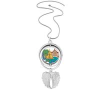 Thailand Bangkok Watercolor Pendant Angel Wings Rotating Necklace Jewelry