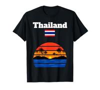 Thailand beach palm trees sunset travel souvenir Thai flag T-Shirt