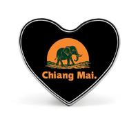 Thailand Chiang Mai Elephant Badge Pin Brooch Button Stylish Heart Shaped Decorative for Clothes Backpacks Hats