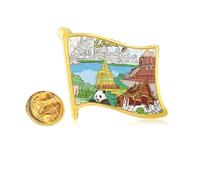 Thailand Chiang Mai Panda Temple Golden Metal Flag Lapel Pin Badge