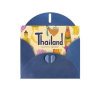 Thailand Cultural Symbols Greeting Card With Envelope, Birthday Card, Christmas Card, Invitation Card, 3 Colors