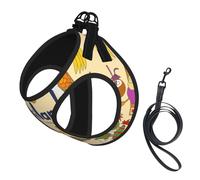 Thailand Cultural Symbols Print Small Dog Harness And Leash Set, Adjustable Soft Vest With 360° Reflective Straps For Cats Puppy