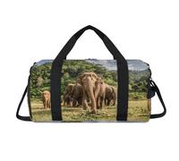 Thailand Elephant Sport Duffel Bag with Shoes Compartment Elephant Overnight Weekender Bags Travel Gym Luggage Organizer for Women Men Kids Girls Boys