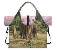Thailand Elephant Sports Duffle Bag with Shoe Compartment Elephant Weekend Overnight Bags Tote Cabin Luggage Bag for Gym Yoga Travel