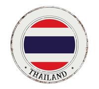 Thailand Farmhouse Metal Tin Sign Country Terrace Signs City Flag Souvenir International Wall Decor Aluminum Metal Sign for Yard Bathroom Front Door 9x9 Inch Round