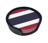 Thailand Flag 6-piece coaster set with stand, for home décor, suitable for all kinds of cups and coffee mugs.