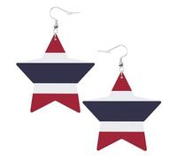 Thailand Flag Leather Star Shaped Earrings Fashion Accessories Lightweight Festivals Parties Everyday Life