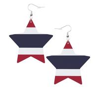 Thailand Flag Leather Star Shaped Earrings Fashion Accessories Lightweight Festivals Parties Everyday Life