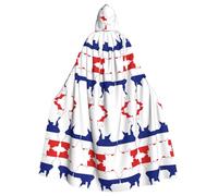 Thailand Flag Map Print Halloween Hooded Cloak for Women Men Witch Cape Robe Carnival Cosplay Costume Parties Black