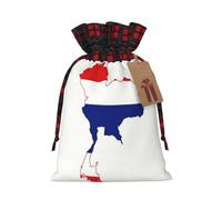 Thailand Flag Map Print Plaid Burlap Bag With Drawstring Christmas Burlap Pouches For Birthday Party Favors Gift