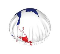 Thailand Flag Map Print Shower Cap For Women,Reusable Bath Cap,Breathable Shower Caps,Bathing Shower Caps With Adjustable