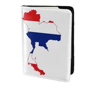 Thailand Flag Map print Travel Wallet Passport Holder Case for Family Leather Passport Cover for Men Women, Black, One Size