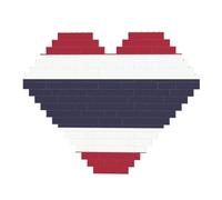 Thailand Flag Print Art Brick Puzzle Heart Shaped DIY Building Blocks Set 3D Jigsaw Home Decor 82 Pieces