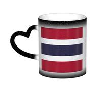 Thailand Flag Print Ceramic Mug, Black to White Thermochromic Coffee Cup for Home Office Cafe