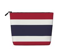 Thailand Flag Print Cosmetic Bag for Women,Faux Linen Makeup Bag Large Capacity,Perfect for Travel Daily Use