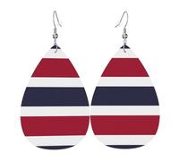 Thailand Flag Print Leather Earring Women Dangle-Earrings - Lightweight Teardrop Jewelry, Valentine's Day Accessory
