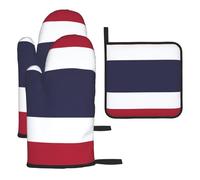 Thailand Flag Printing 3 Pcs Oven Mitts and Pot Holders,Kitchen Glove High Heat Resistant for Baking,Grilling,Cooking
