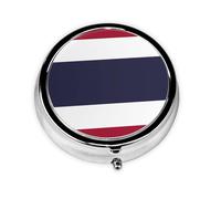 Thailand Flag This Small, Round, Three-Compartment Travel Pill Box is Perfect for Storing Daily medications, Vitamins, and on-The-go.