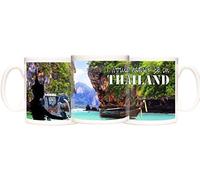 THAILAND GIFT MUG. Beautiful I WOULD RATHER BE in THAILAND photo mug, Bangkok, Thai Elephant and Thai Dancer. Can Be Personalised