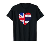 Thailand Great Britain Heart UK Flag Thai Flag Love Heart T-Shirt