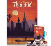 Thailand Jigsaw Puzzles for Adults 1000 Piece,Help The Brain Exercise Addictive Toys to Cultivate Patience Parent-child Interaction 38x26cm