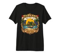 Thailand KOH Tao Vintage Longtail Boat Palm Trees Souvenir Premium T-Shirt