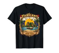 Thailand KOH Tao Vintage Longtail Boat Palm Trees Souvenir Value Graphic T-Shirt
