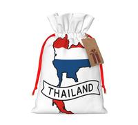 Thailand Map Gift Bag with Handles and tag, Holiday Decoration, for Christmas, Birthday, Wedding - (M)