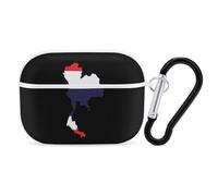 Thailand Map with Flag Compatible with Airpod Pro Case PC Scratch-Resistant Drop-Proof Protective Cover with Keychain