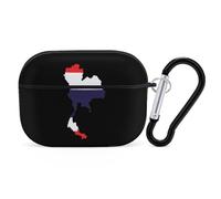 Thailand Map with Flag Compatible with Airpod Pro Case PC Scratch-Resistant Drop-Proof Protective Cover with Keychain