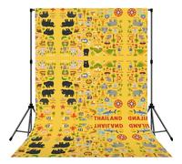 Thailand Map With Icons Print Photography Backdrop 5x7ft Photo Backdrop Curtain Washable Photography Background For Studio