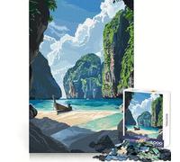 Thailand Maya Bay Jigsaw Puzzles for Teenagers 1000 Piece Raise Memory Leisure Time Clean Edge Lovely Present (38x52cm)