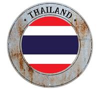 Thailand Metal Signs Thailand National Flag Vintage Metal Wall Decor Country Souvenir Round Sign Quality Metal Sign for Laundry Room Living Room 9x9in Housewarming Gift New Home Decor