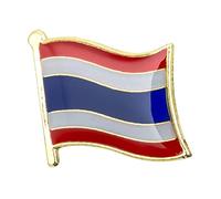 Thailand National Flag Metal Enamel Lapel Pin Badge - 1.9 x 1.6 cm Red White Blue Horizontal Stripes - Hard Enamel Finish with Secure Clasp for National Pride