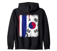Thailand South Korea Half Flag Thai South Korean Jersey Zip Hoodie