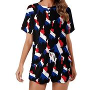 Thailand Thai Flag Women's Pajamas Sets 2 Piece Shorts Sleepwear Lounge Wear Set Soft Pjs And Shorts 5XL