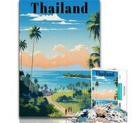 Thailand Travel Poster 1000 Pieces Jigsaw Puzzles for Adults And Teens,Stress Reliever Difficult Challenge Enhance Love between Couples 38x26cm