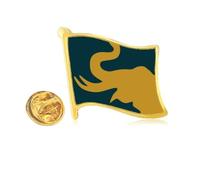 Thailand Up the Nose Elephant Golden Metal Flag Lapel Pin Badge