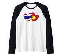 Thailand Vietnam Heart Flags Thai Vietnamese Love Pride Raglan Baseball Tee