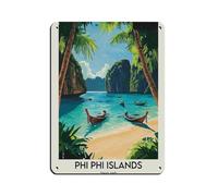 Thailand's Phi Phi Islands Tourism Retro Poster Metal Tin Sign Chic Art Retro Iron Painting Bar People Cave Cafe Family Garage Poster Wall Decoration 12x16inch(30x40cm)