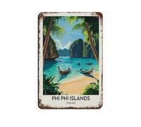 Thailand's Phi Phi Islands Tourism Retro Poster Metal Tin Sign Chic Art Retro Iron Painting Bar People Cave Cafe Family Garage Poster Wall Decoration 8x12inch(20x30cm)