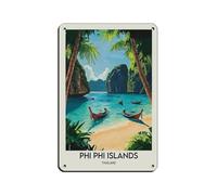 Thailand's Phi Phi Islands Tourism Tin Sign Vintage Metal Pub Club Cafe Bar Home Wall Art Decoration Poster Retro 8x12inch(20x30cm)