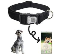 THAIN Smart QR Code Dog Collar-Nylon & Velvet Pet Collar with Unique ID Registration, Adjustable Plastic Buckle for Large Dogs-Black, Red, Pink, Yellow (Black, L)