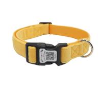 THAIN Smart QR Code Dog Collar-Nylon & Velvet Pet Collar with Unique ID Registration, Adjustable Plastic Buckle for Medium Dogs-Black, Red, Pink, Yellow (Yellow, M)