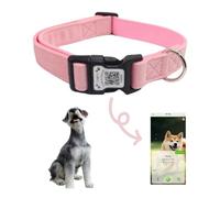 THAIN Smart QR Code Dog Collar-Nylon & Velvet Pet Collar with Unique ID Registration, Adjustable Plastic Buckle for Medium Dogs-Black, Red, Pink, Yellow (Pink, M)